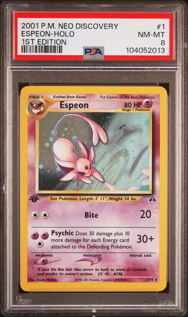 Pokémon TCG Espeon Neo Discovery 1st Edition Holo Rare PSA 8 Near Mint WOTC
