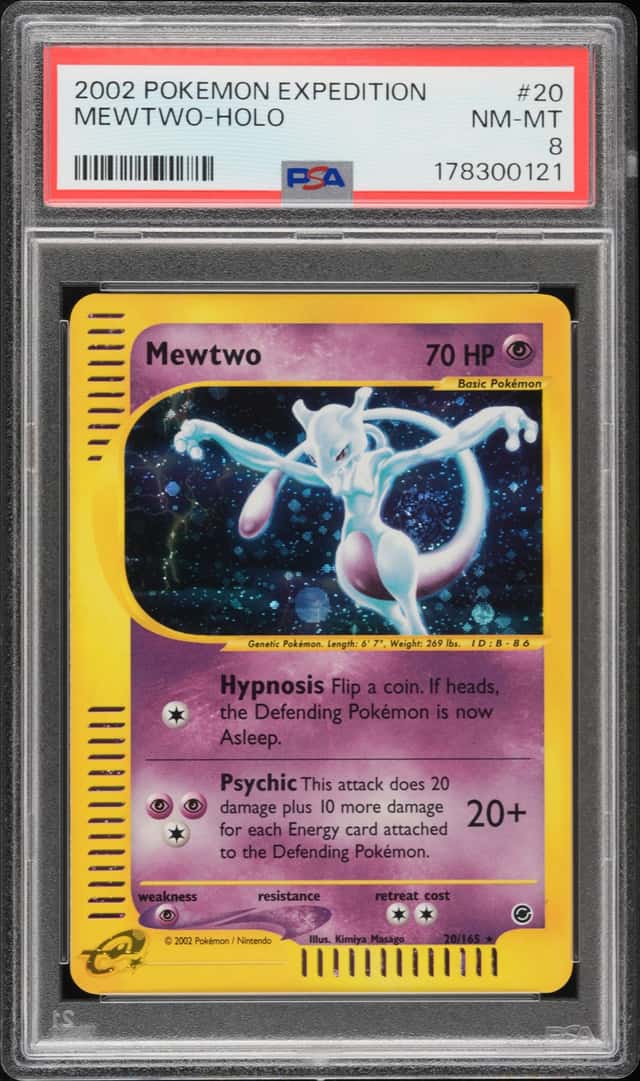 2002 POKEMON EXPEDITION #20 MEWTWO HOLO PSA 8 NM-MT