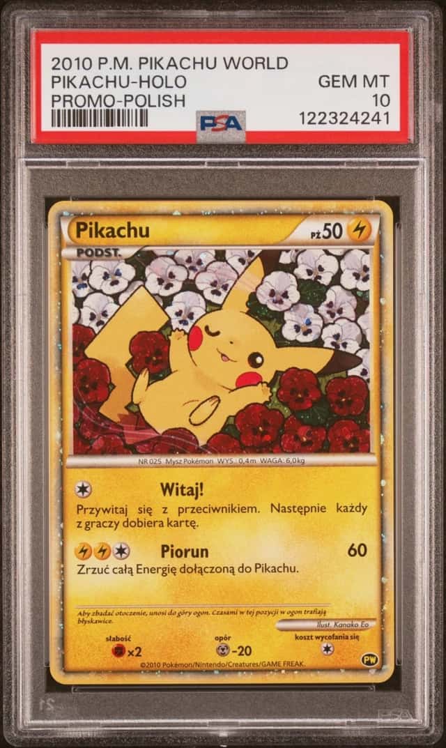 2010 POKEMON WORLD COLLECTION POLISH (DEACTIVATED) PIKACHU-HOLO PSA 10