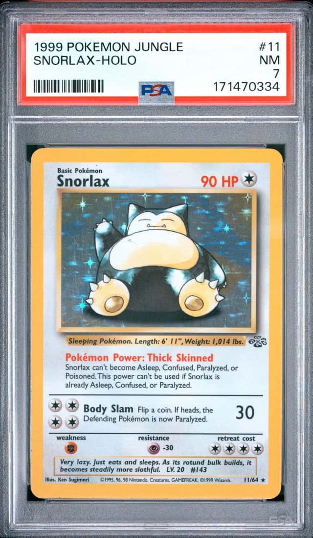 1999 POKEMON JUNGLE #11 SNORLAX-HOLO PSA 7