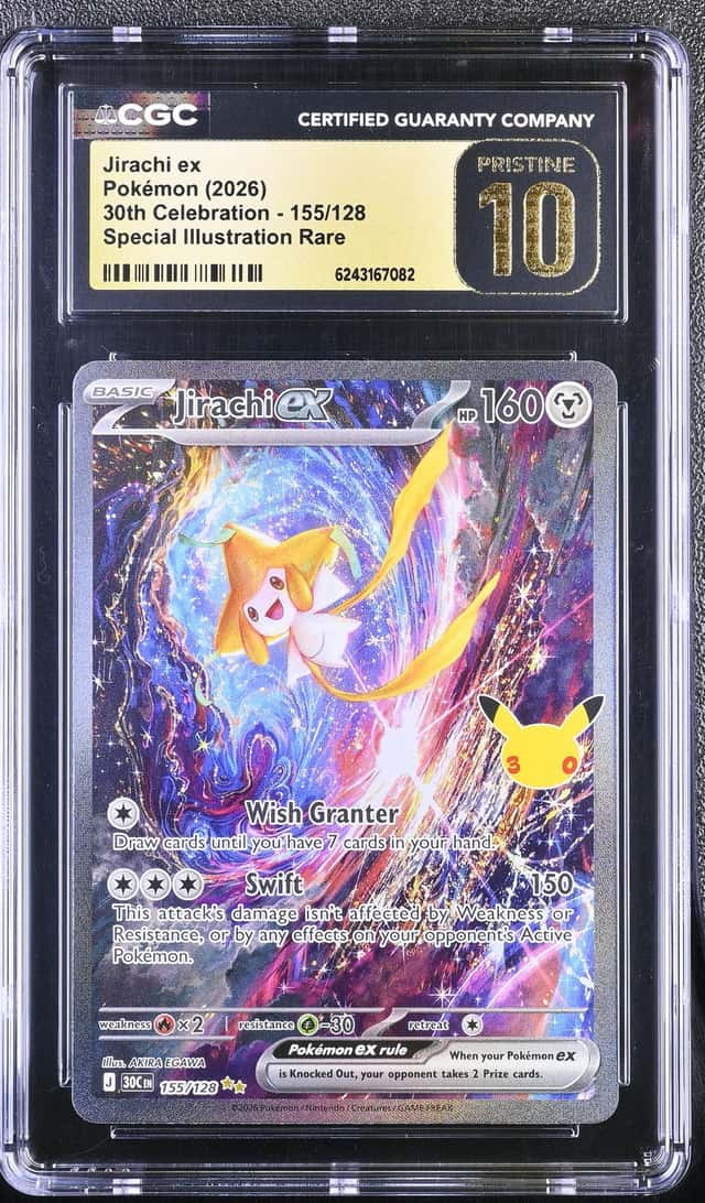 JIRACHI EX 2025 POKEMON 30TH 155 SPECIAL ILLUSTRATION RARE PRISTINE CGC 10 Q7128