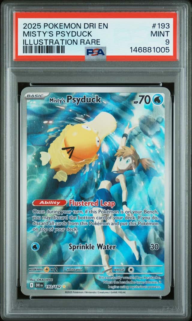 Pokemon TCG Sv10 Destined Rivals Misty's Psyduck 193/182 PSA 9 IR Holo EN