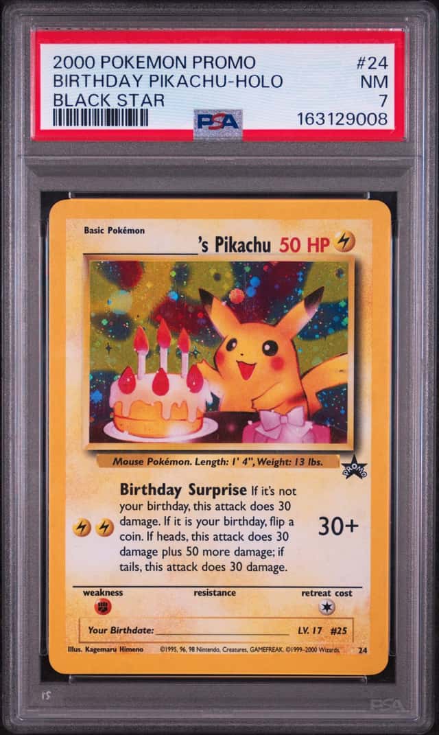 Wizards of the Coast 2000 Pokemon TCG Promo Birthday Pikachu #24 Holo PSA 7 NM