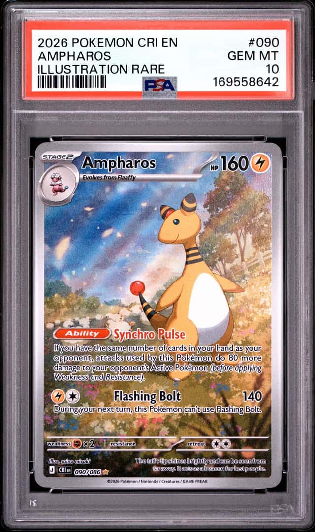 Pokemon Ampharos 090/086 Me04 Chaos Rising Illustration Rare Holo PSA 10