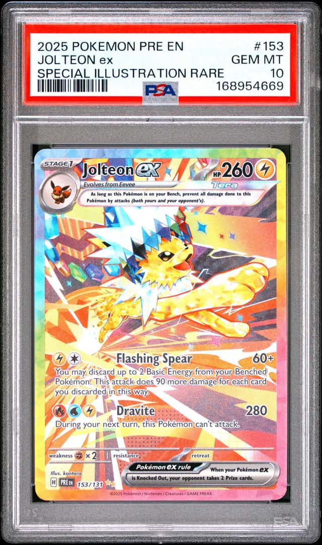 2025 POKEMON PRISMATIC EVOLUTIONS SPECIAL ILLUSTRATION RARE JOLTEON EX PSA 10