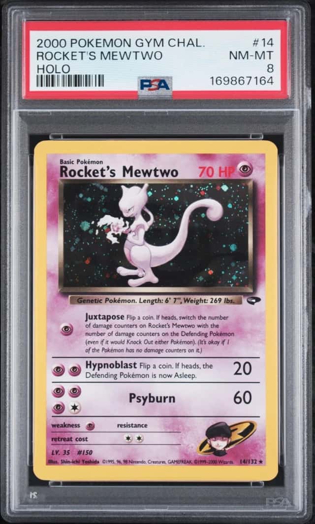 2000 POKEMON GYM CHALLENGE HOLO #14 ROCKET'S MEWTWO PSA 8