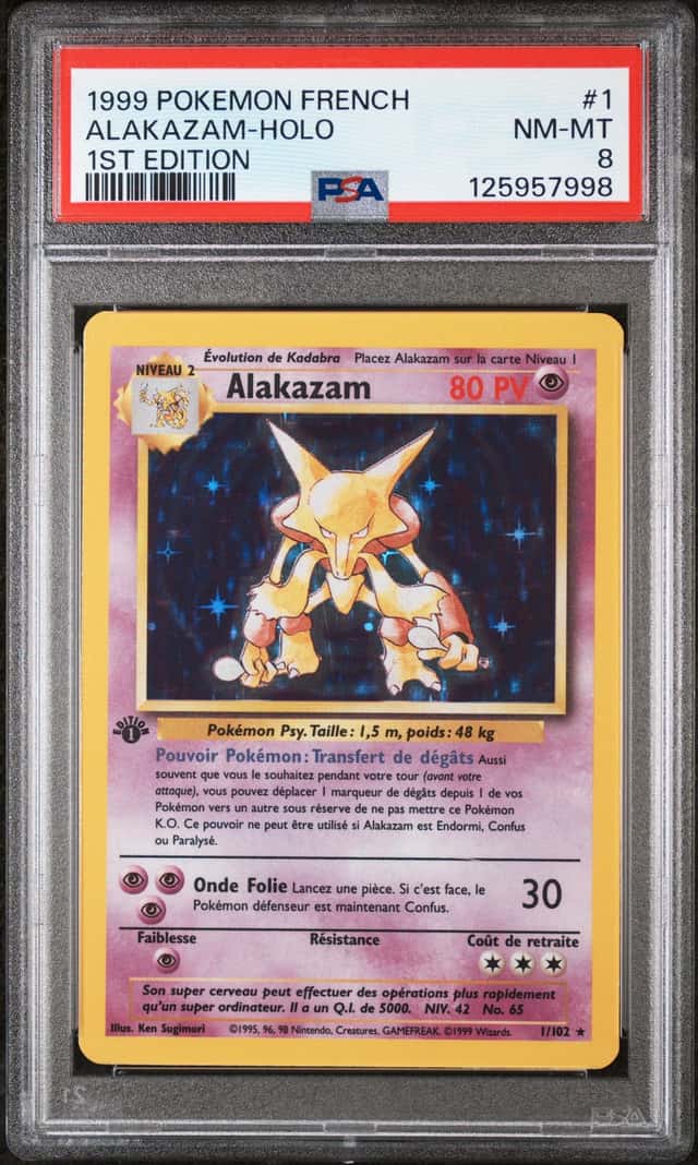 POKEMON ALAKAZAM-HOLO 1999 FRENCH #1 1ST ED PSA 8