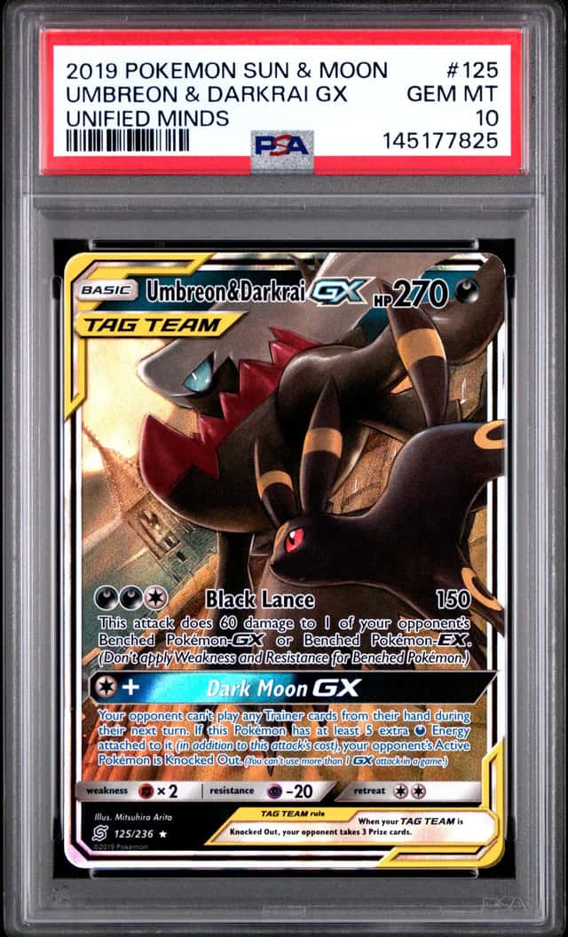 POKEMON UMBREON & DARKRAI GX 2019 S&M UNIFIED MINDS #125 PSA 10
