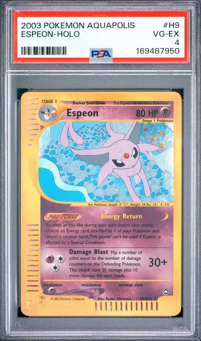Espeon Holo H9/H32 2003 Pokemon Aquapolis E Series Holo PSA 4 New Cert