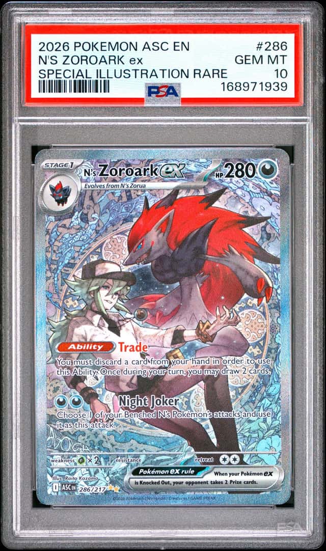 2026 POKEMON ASCENDED HEROES SPECIAL ILLUSTRATION RARE N'S ZOROARK EX PSA 10