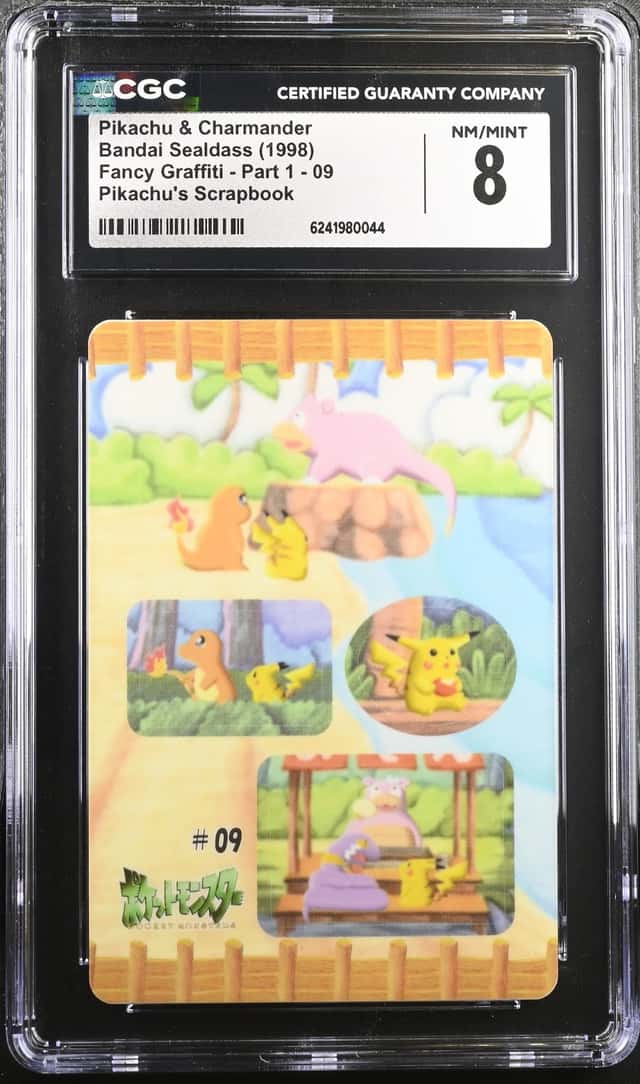 1998 Pokemon Bandai Fancy Graffiti Pikachu Charmander Scrapbook #9 CGC 8