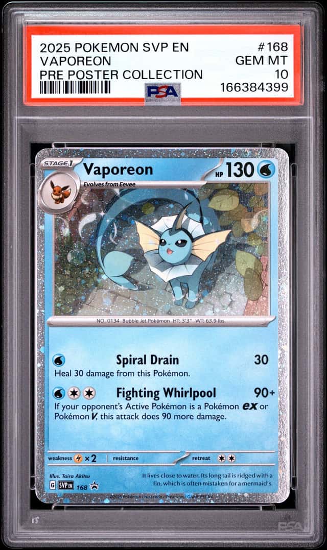 2025 Pokemon Prismatic Evolutions Vaporeon Promos #168 PSA 10 GEM MINT