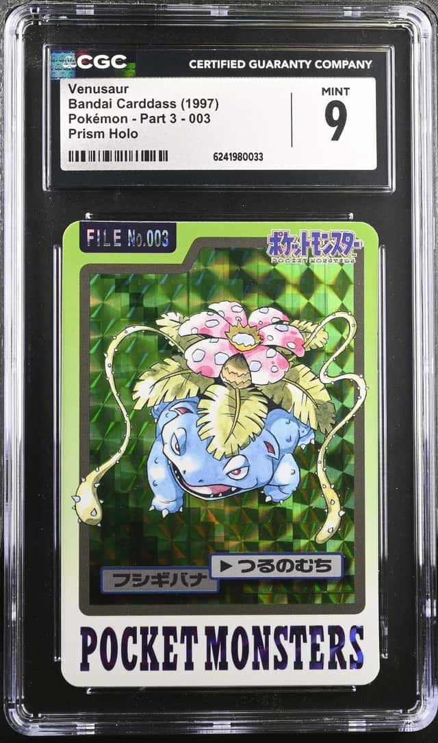 1997 Bandai Carddass Pokemon Part 3 Prism Holo Venusaur #003 CGC 9 MINT