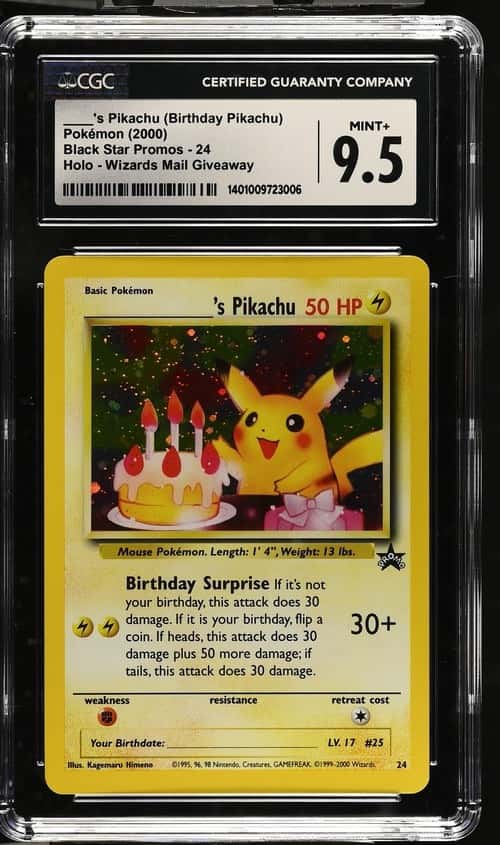 CGC 9.5 2000 Pokemon Wotc Promo Birthday Pikachu Holo 24/53 English