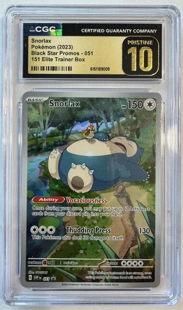 CGC PRISTINE 10 - 2023 SNORLAX 051 SVP BLACK STAR PROMO POKEMON 151 ETB