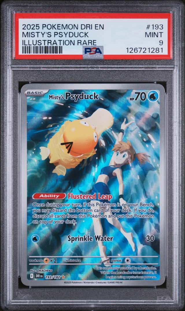 Pokemon TCG Misty’s Psyduck 193/182 Illustration Rare Holo PSA 9 Destined Rivals