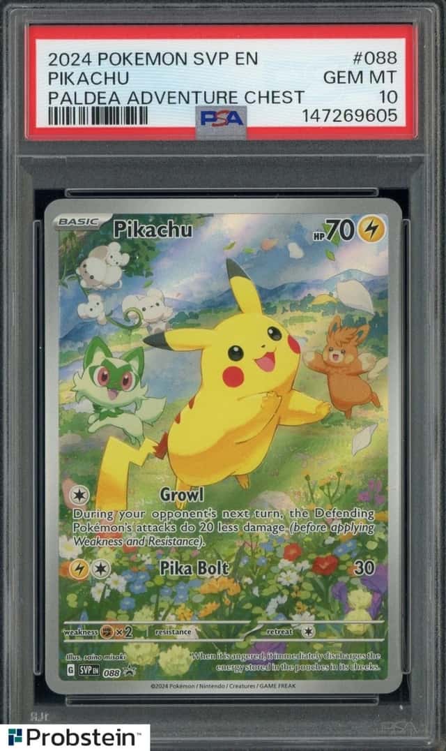 2024 POKEMON SVP EN BLACK STAR PROMO #088 PIKACHU PALDEA ADVENTURE CHEST PSA 10