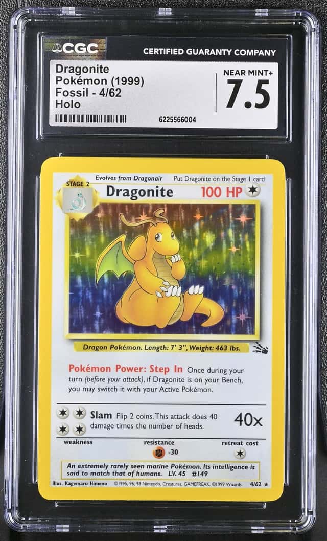 Pokemon Dragonite Fossil Unlimited 4/62 Holo CGC 7.5