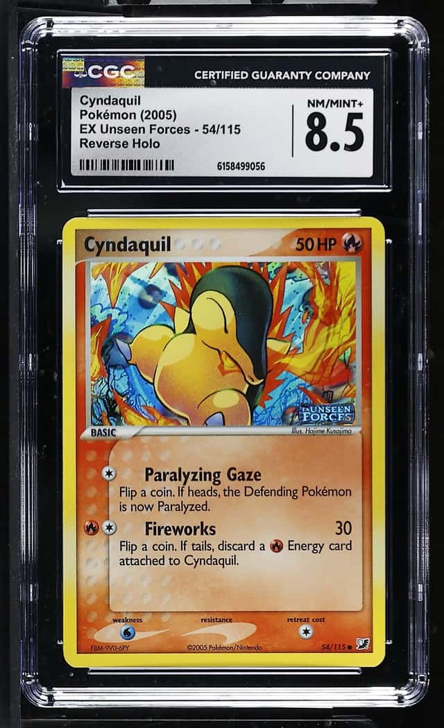 Pokemon Cyndaquil EX Unseen Forces 54/115 Reverse Holo CGC 8.5