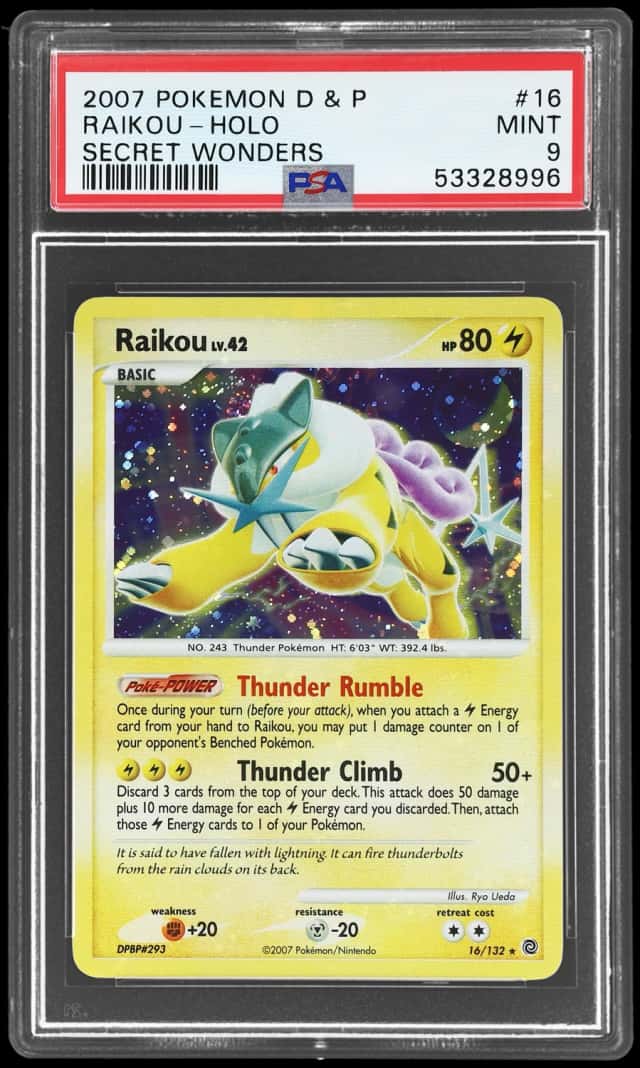 2007 Pokemon Diamond and Pearl Secret Wonders Holo Raikou #16