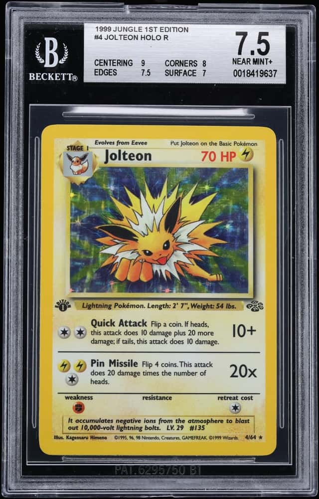 1999 Pokemon Jungle 1st Edition Holo Jolteon #4 BGS 7.5 NRMT+