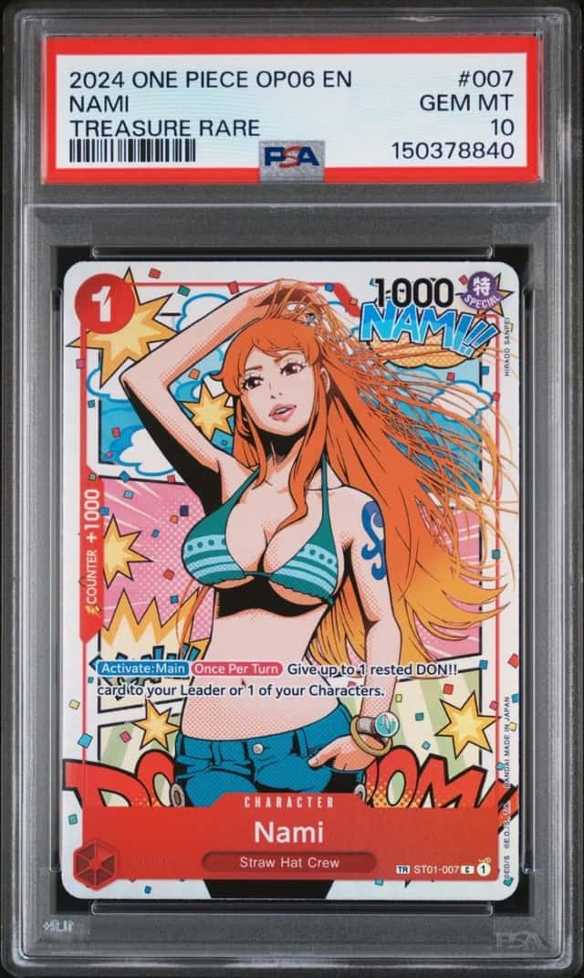 ONE PIECE NAMI 2024 OP06-WINGS OF THE CAPTAIN #007 TREASURE RARE PSA 10