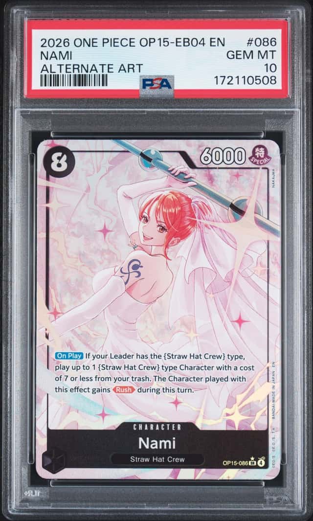 2026 ONE PIECE OP15-EB04-ADVENTURE/KAMI's ISLAND #086 NAMI ALTERNATE ART PSA 10