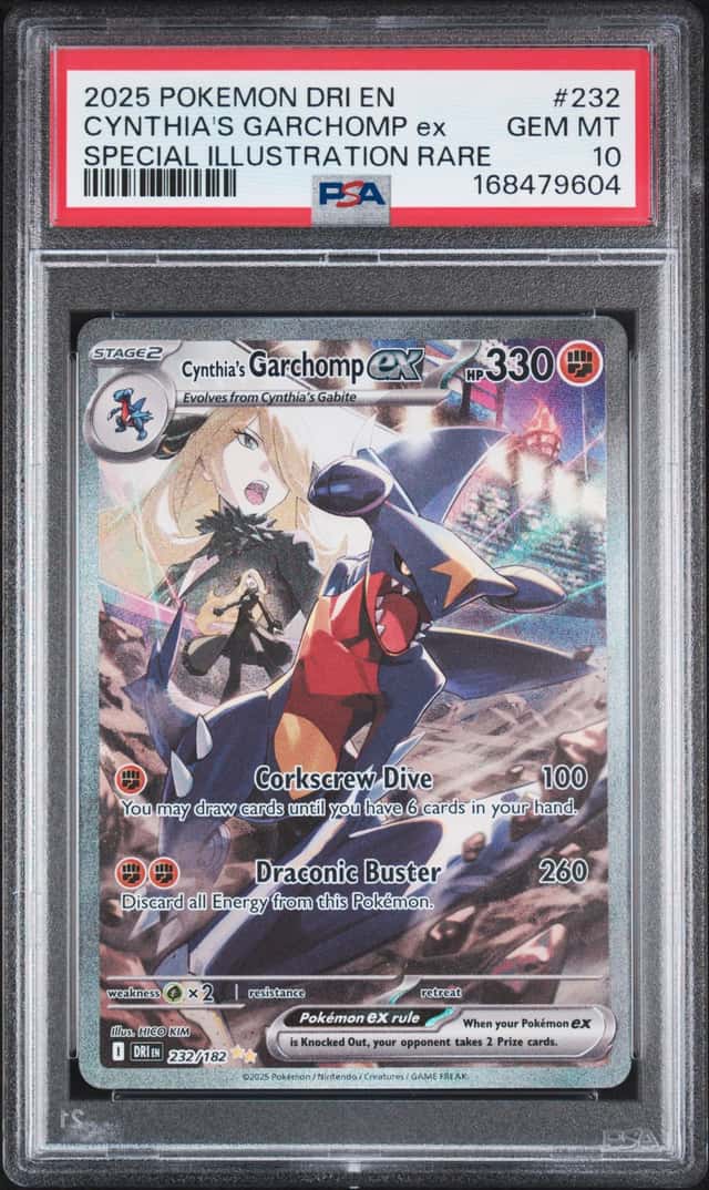 Pokémon TCG Cynthia's Garchomp EX Holo Card 232/182 Sv10: Destined Rivals PSA 10