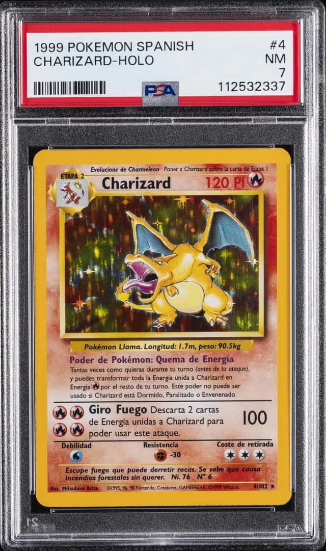 1999 POKEMON SPANISH #4 CHARIZARD-HOLO PSA 7