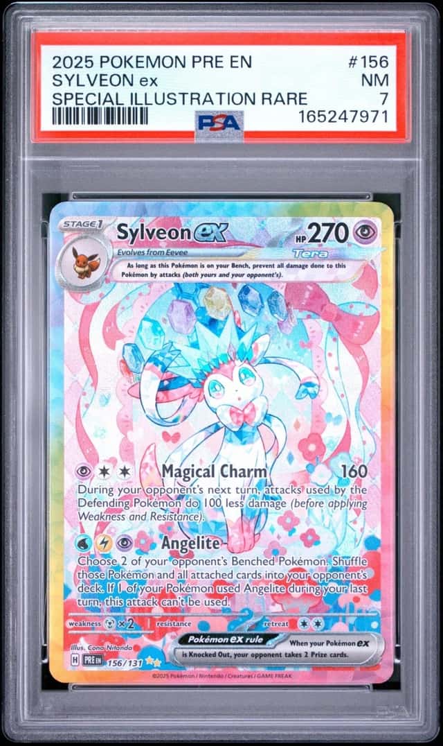 2025 POKEMON PRISMATIC EVOLUTIONS SPECIAL ILLUSTRATION RARE SYLVEON EX PSA 7