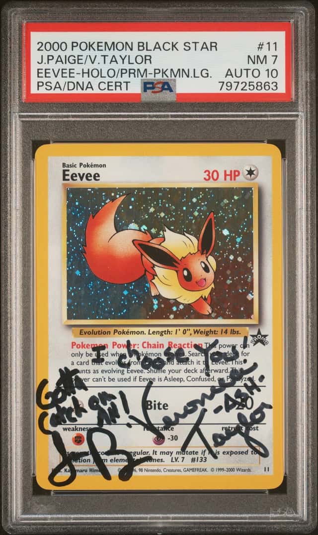 2000 Pokemon Black Star Promo Eevee Holo PSA 7 Auto Jason Paige Veronica Taylor