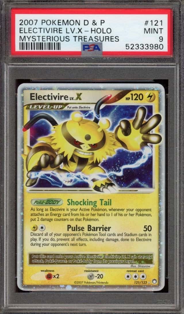 PSA 9 Electivire LV.X 121/123 Diamond & Pearl Mysterious Treasures Holo POKEMON