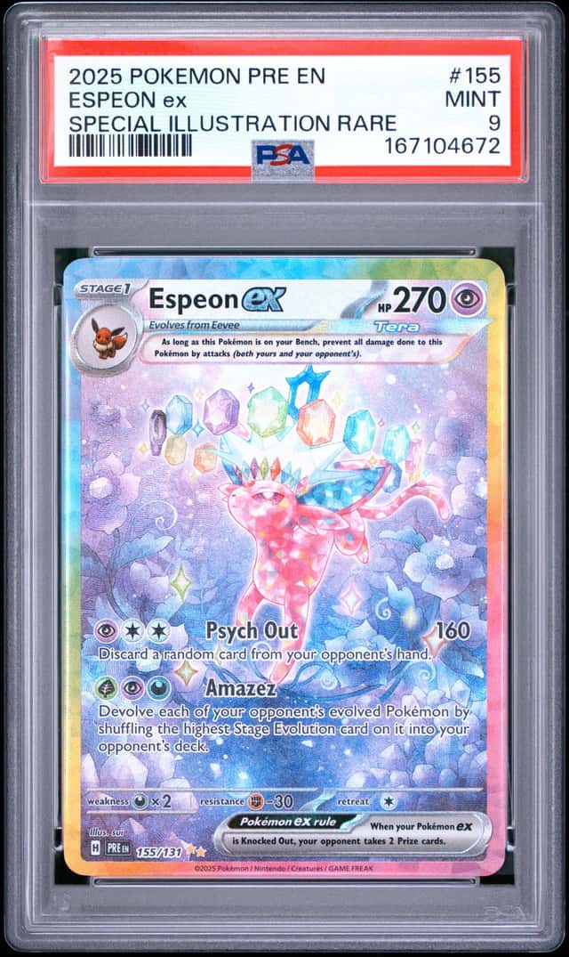2025 POKEMON PRISMATIC EVOLUTIONS #155 ESPEON EX SPECIAL ILLUST RARE PSA 9