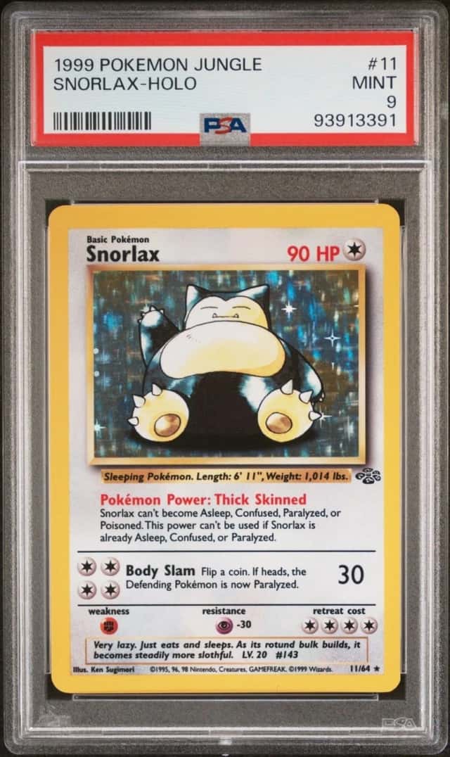 1999 Pokemon Card Snorlax 11/64 Jungle Set Holo PSA 9