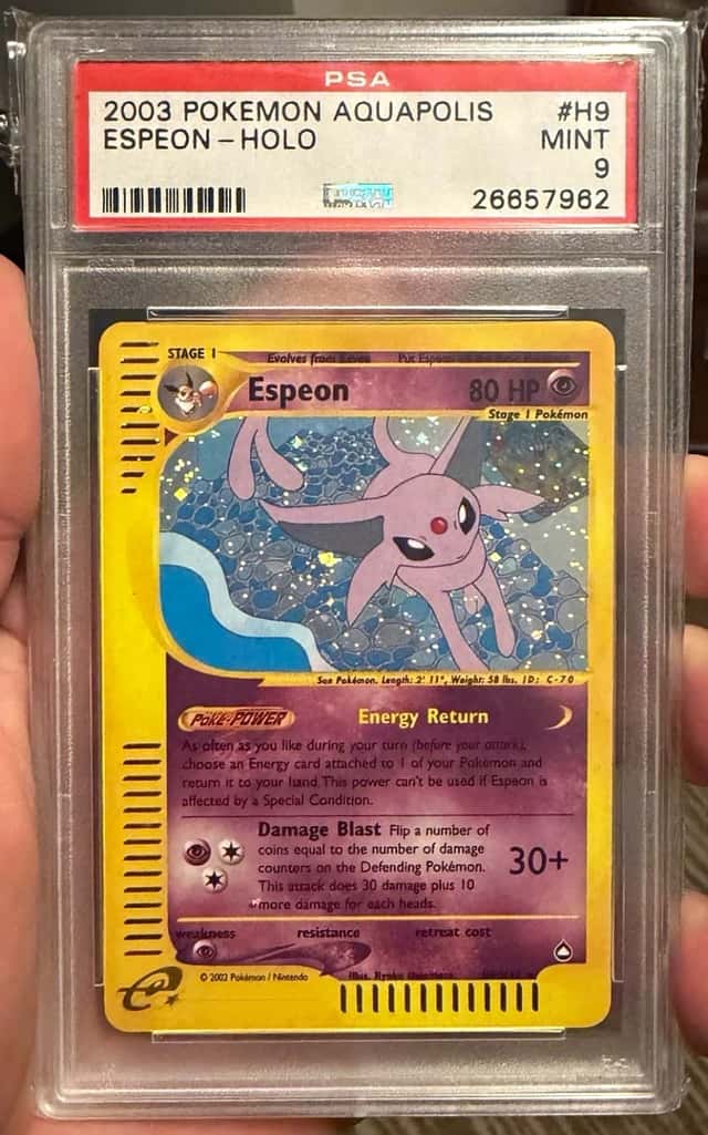 Espeon Holo PSA 9 Aquapolis 2003 H9/H32 English Pokémon TCG Card