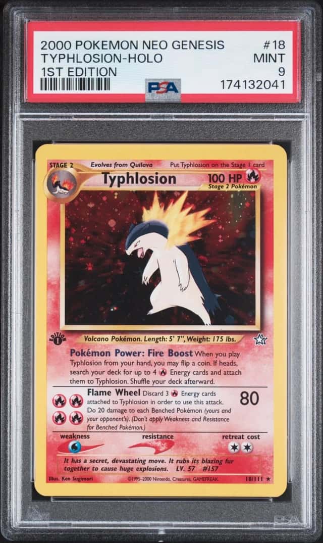 2000 POKEMON NEO GENESIS 1ST EDITION #18 TYPHLOSION-HOLO PSA 9