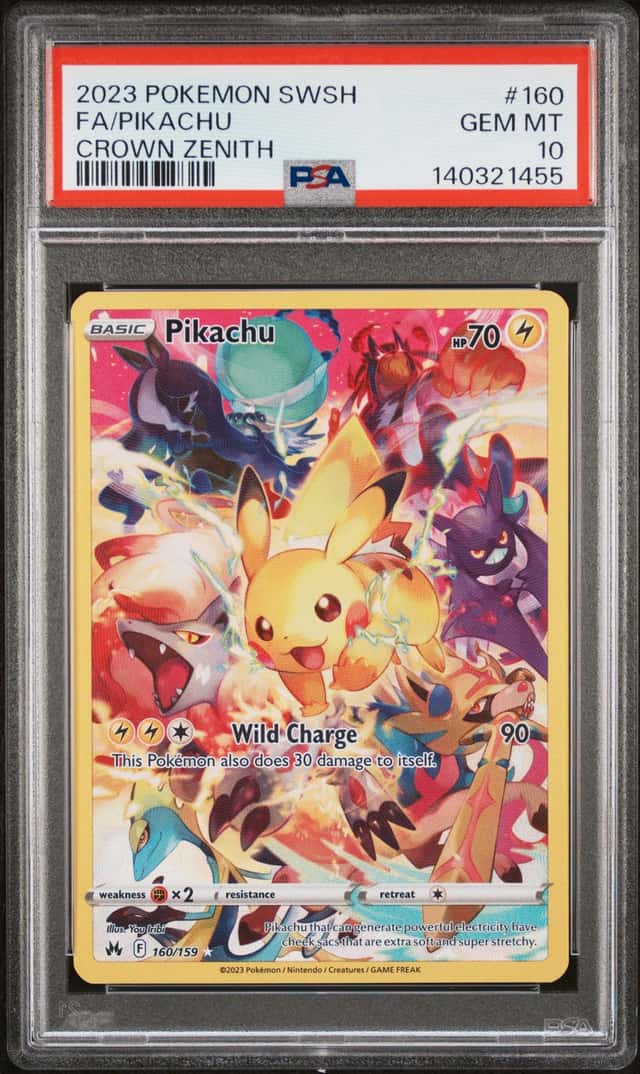 2023 POKEMON SWORD & SHIELD CROWN ZENITH #160/159 PIKACHU PSA 10