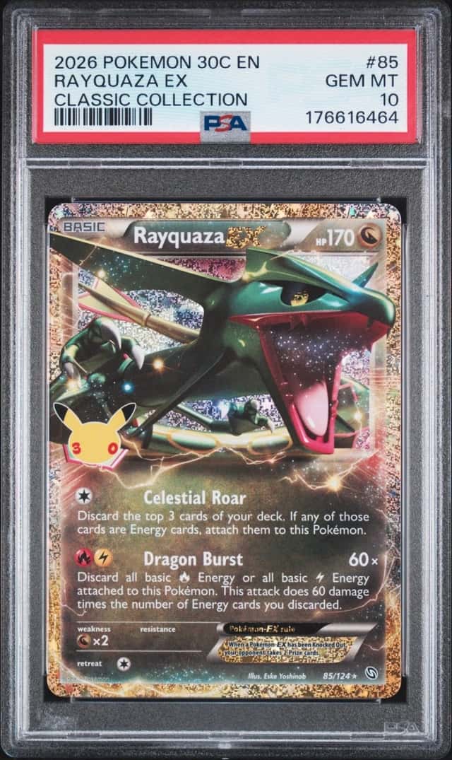 2026 POKEMON 30C EN-30TH CELEBRATION CLASSIC COLLECTION #85 RAYQUAZA EX PSA 10