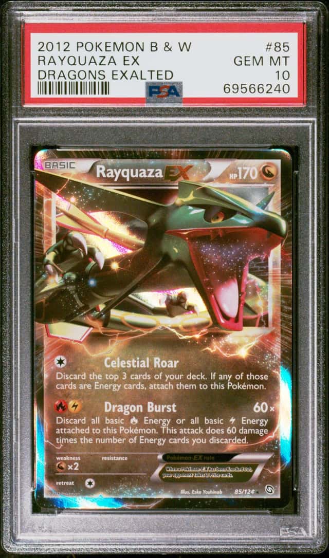 2012 POKEMON BLACK & WHITE DRAGONS EXALTED #85 RAYQUAZA EX PSA 10 GEM MINT