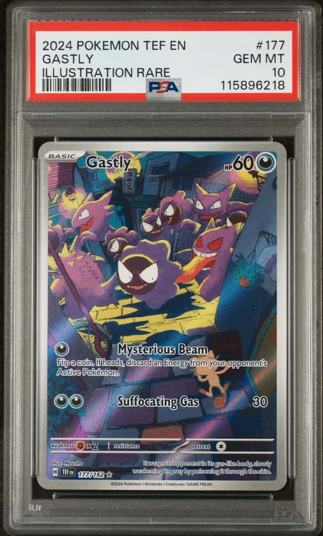 2024 POKEMON TEF EN-TEMPORAL FORCES #177 GASTLY ILLUSTRATION RARE PSA 10