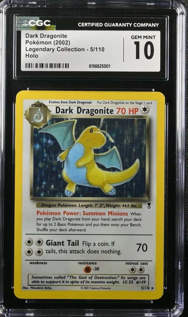 2002 POKEMON LEGENDARY COLLECTION #5 DARK DRAGONITE-HOLO CGC10