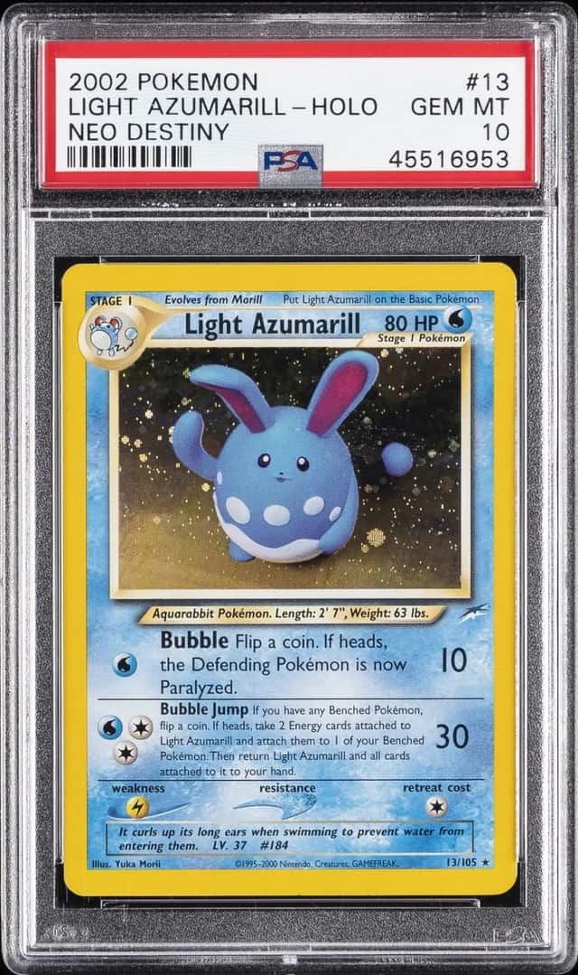 2002 POKEMON NEO DESTINY #13 LIGHT AZUMARILL-HOLO PSA 10