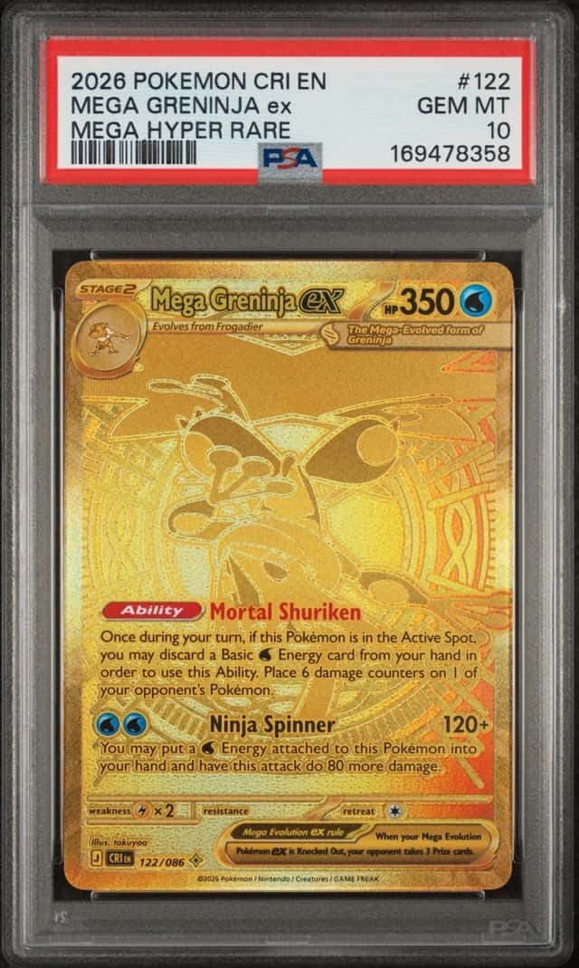 2026 POKEMON CRI EN-CHAOS RISING MEGA HYPER RARE #122 MEGA GRENINJA EX PSA 10