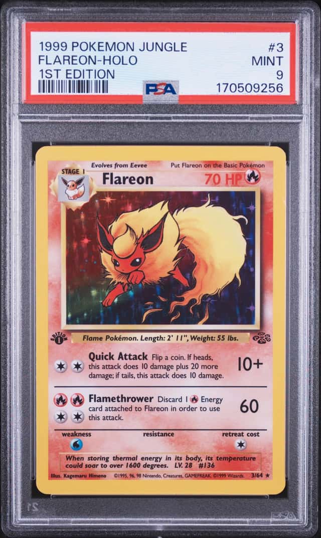 1999 POKEMON JUNGLE 1ST EDITION #3 FLAREON-HOLO PSA 9