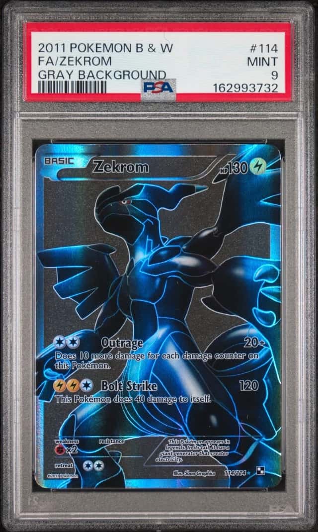 2011 POKEMON BLACK & WHITE GRAY BACKGROUND #114 FULL ART/ZEKROM PSA 9