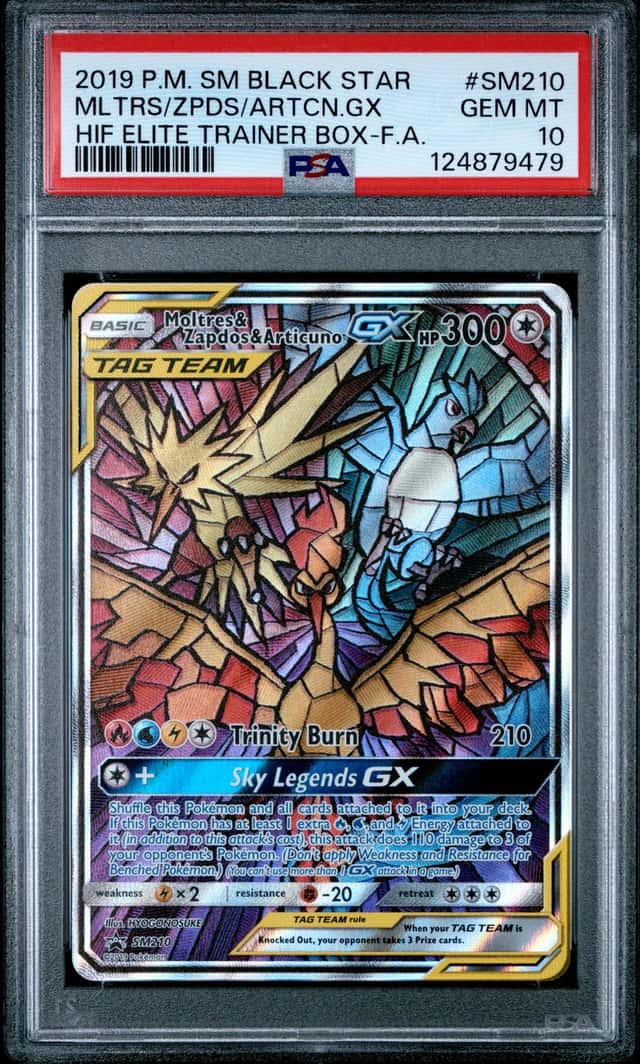 MOLTRES & ZAPDOS & ARTICUNO GX POKEMON SUN & MOON BSP SM210 PROMO PSA 10 Q0895