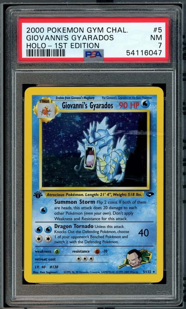 2000 POKEMON GIOVANNI'S GYARADOS HOLO-1ST EDITION GYM CHALLENGE #5 PSA 7