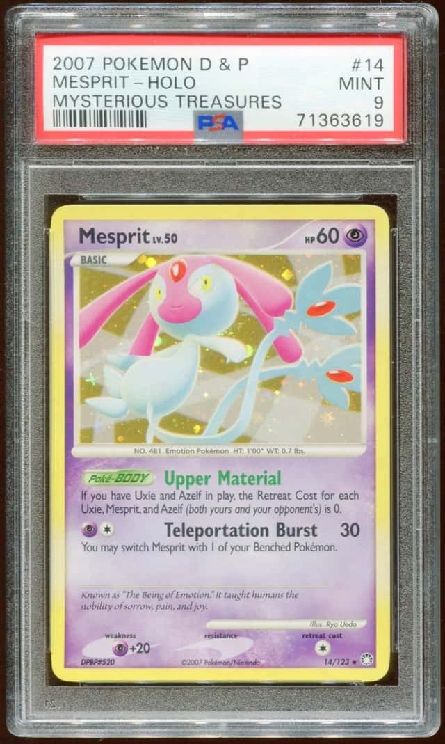 2007 POKEMON D & P MYSTERIOUS TREASURES MESPRIT 14/123 RARE HOLO FOIL PSA 9 E10
