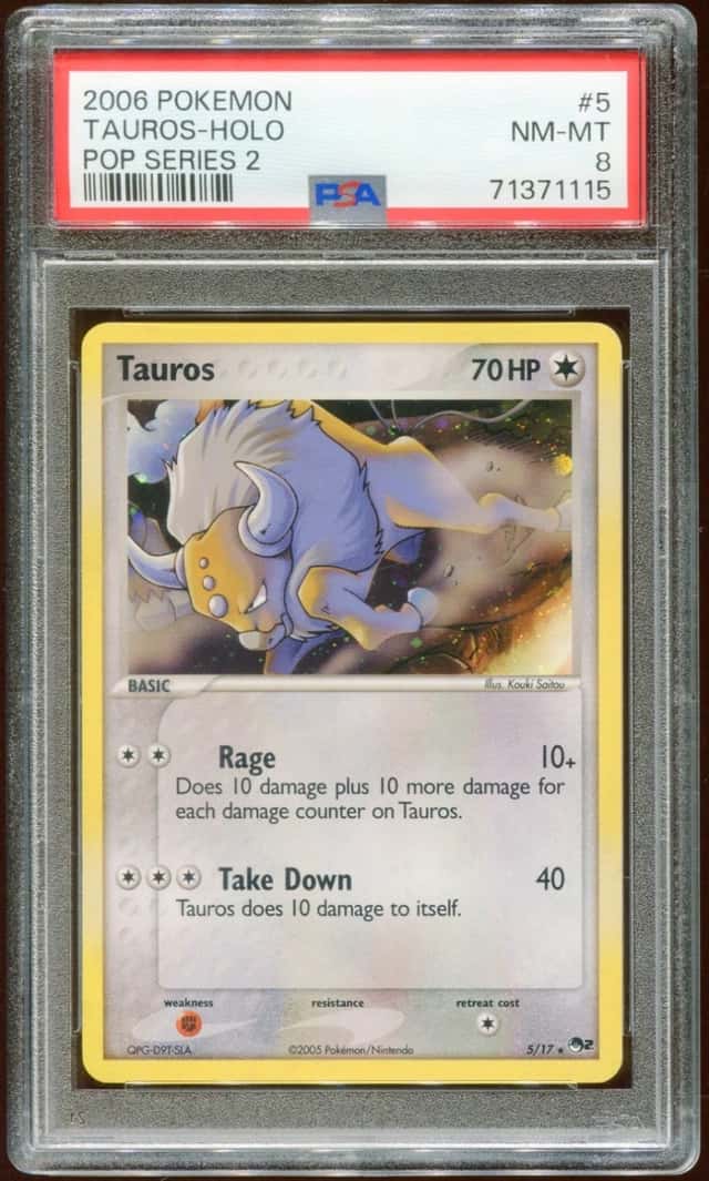 2006 POKEMON POP SERIES 2 TAUROS #5/17 RARE PROMO HOLO FOIL PSA 8 E10