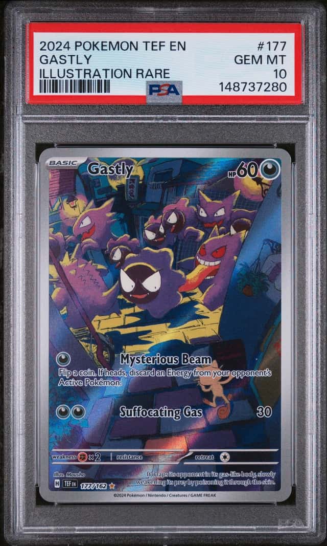 2024 POKEMON TEF EN-TEMPORAL FORCES #177 GASTLY ILLUSTRATION RARE PSA 10